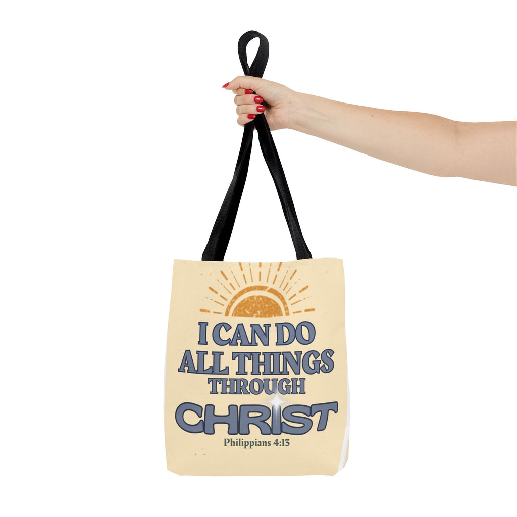 Philippians 4:13 Christian Tote Bag | I Can Do All Things Through Christ | Faith Scripture Bag | Bible Verse Tote | Christian Gift for Women