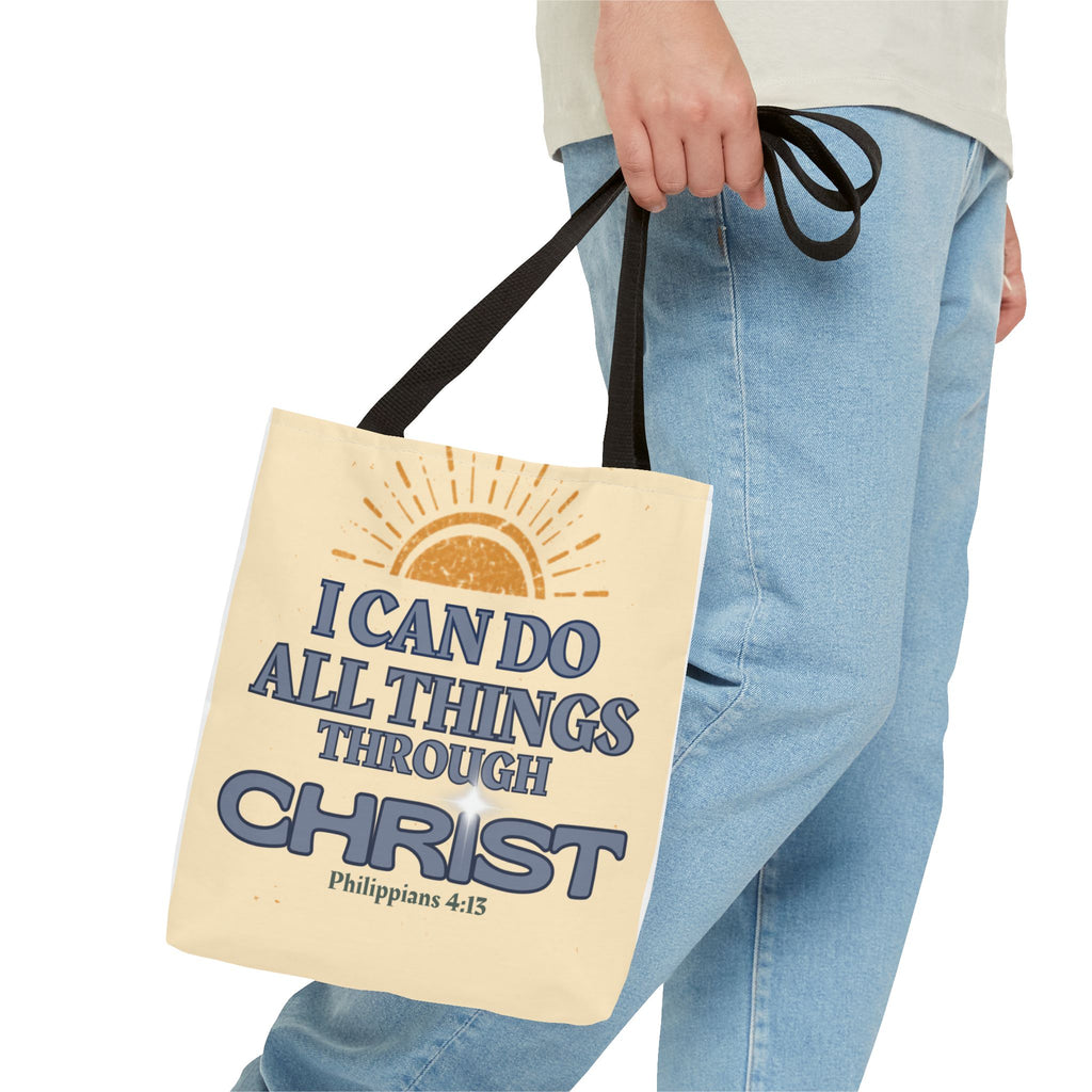 Philippians 4:13 Christian Tote Bag | I Can Do All Things Through Christ | Faith Scripture Bag | Bible Verse Tote | Christian Gift for Women