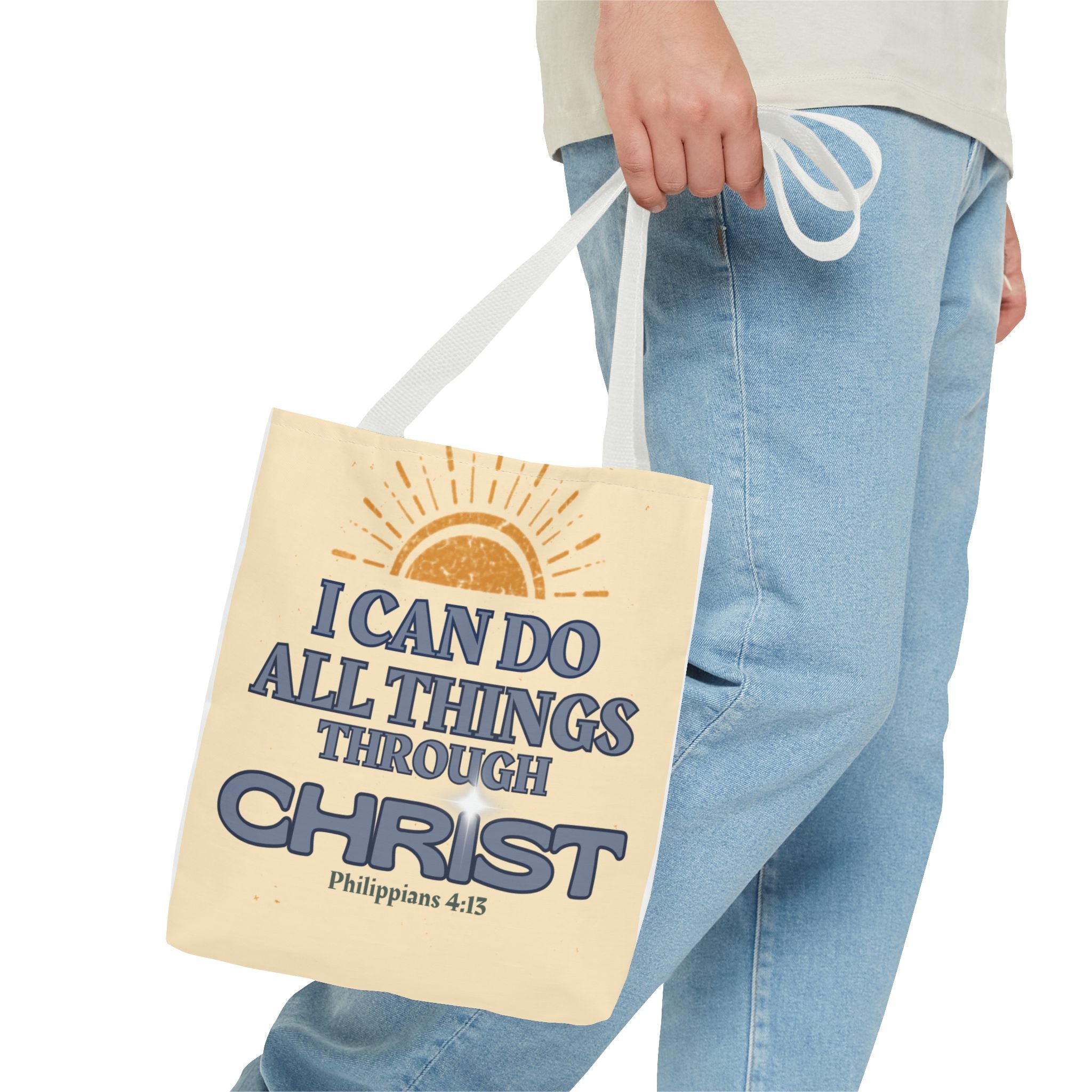 Philippians 4:13 Christian Tote Bag | I Can Do All Things Through Christ | Faith Scripture Bag | Bible Verse Tote | Christian Gift for Women