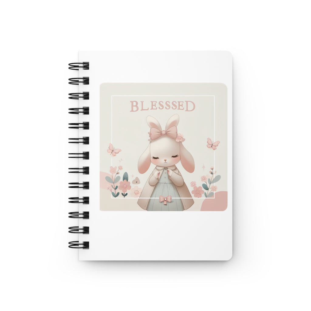 Blessed Bunny Christian prayer journal — cute floral spiral notebook for girls & women. 150 lined pages, 90gsm. Perfect faith gift for kids & Easter.