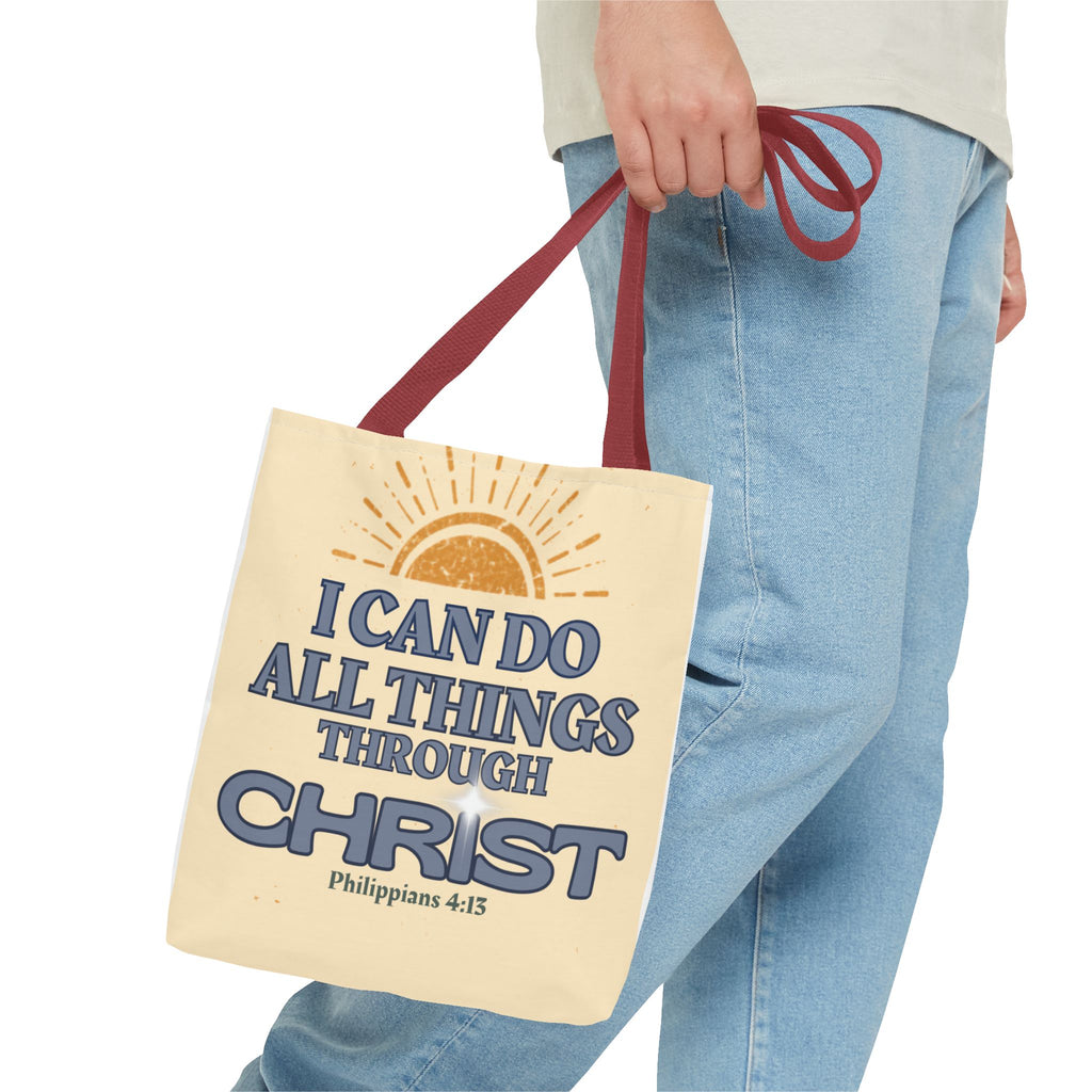 Philippians 4:13 Christian Tote Bag | I Can Do All Things Through Christ | Faith Scripture Bag | Bible Verse Tote | Christian Gift for Women